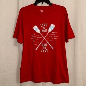 GAP L Clubhouse Modern Red LIVED-IN RODE’ “LIVE TO ROW ROW TO LIVE” Short Sl Tee